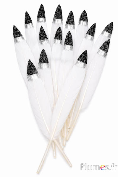 Gans punt zilver glitter zwart - 12-17 cm - wit-crème
